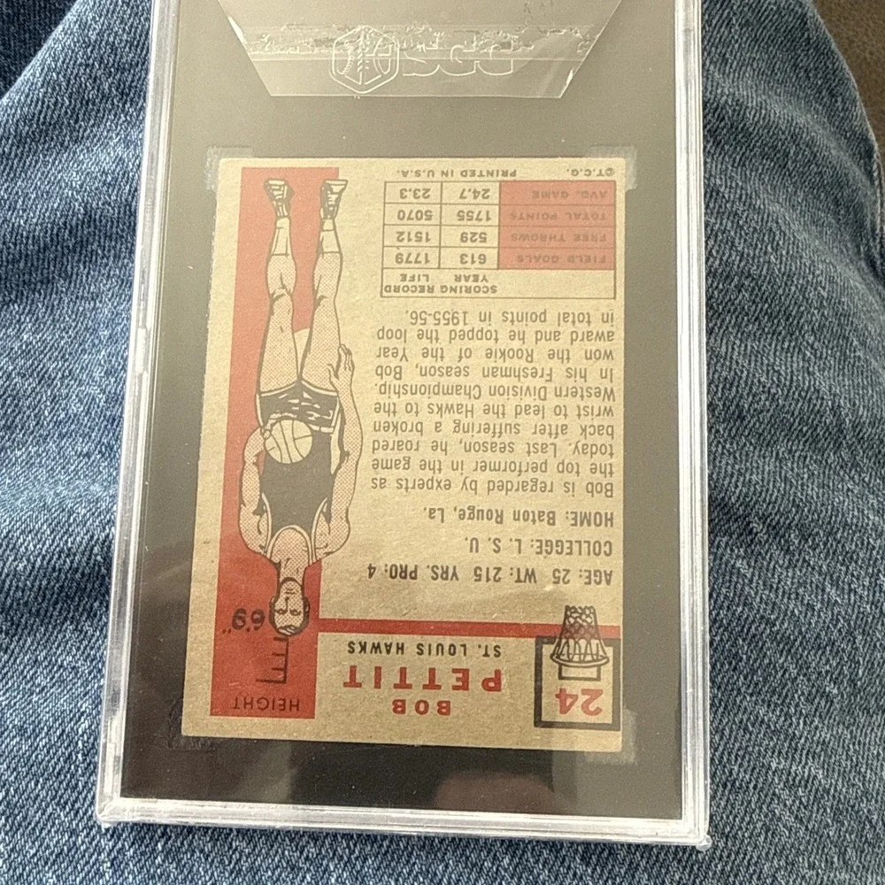 1957-58  Topps #24 Bob Pettit SGC 4 NBA HOF‎ St Louis Hawks